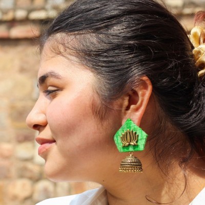 Green Lotus Jhumka